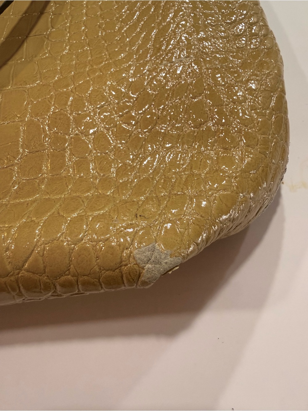 Michael Kors Croc-Embossed Patent Tote Bag in Mustard Yellow - Picture 4 of 7